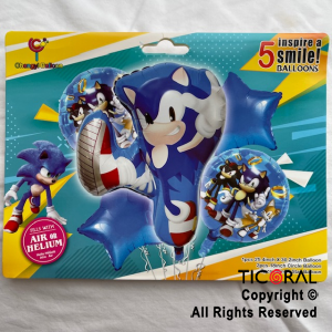 SET DE GLOBOS METALIZADO SONIC 5 UNIDADES X 1